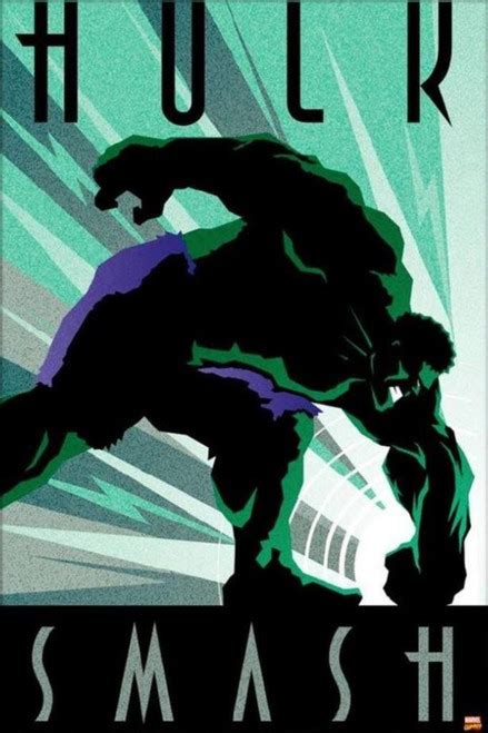 Incredible Hulk Smash Marvel Comics Art Deco Design Superhero Laminated