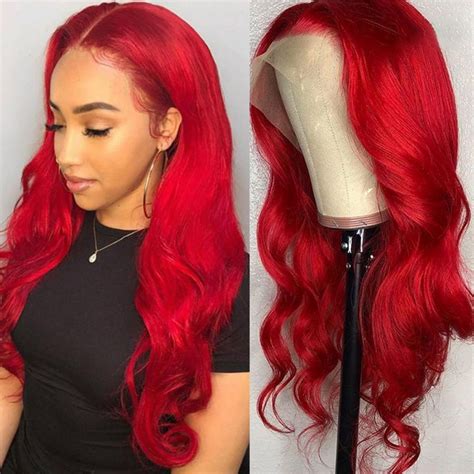 Red Lace Front Wig Body Wave Virgin Human Hair Wigs D Tinashehair