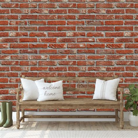 Vintage Red Orange Brick Stone Wallpaper Mural Wallpaper Wallmur