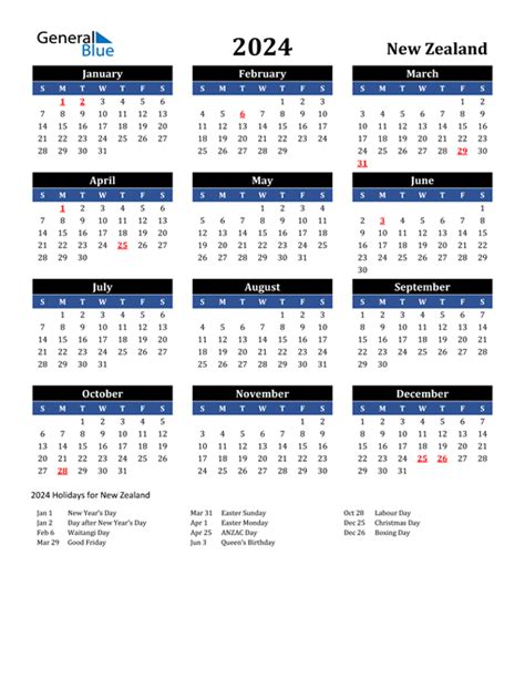 2024 Calendar Nz Free Printable 2024 Calendar Printable