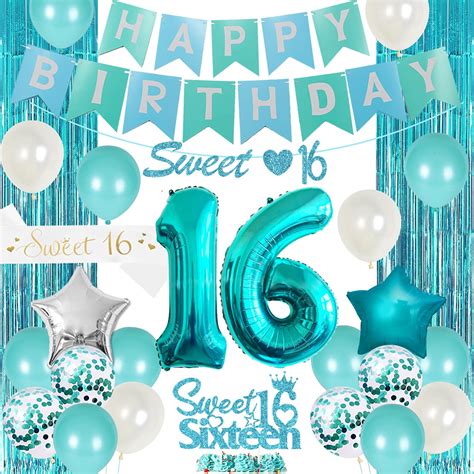 Buy 16th Birthday Decorations For Girl Teal Sweet 16th Birthday Party