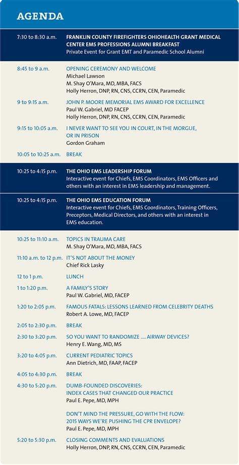 Mailer Agenda Main | OhioHealth EMS