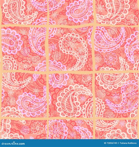 Vector Illustration Of Seamless Paisley Pattern On Pastel Background