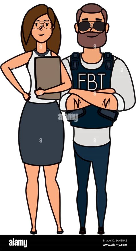 Young Man Fbi Agent With Woman Characters Stock Vector Image And Art Alamy