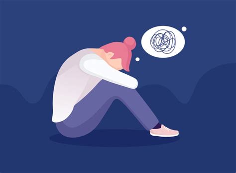 Premium Vector Sad Lonely Woman In Depression Young Unhappy Girl