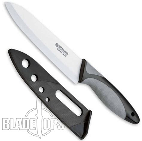 Boker White Ceramic Santoku Kitchen Knife 6 Blade Grey Black Handle