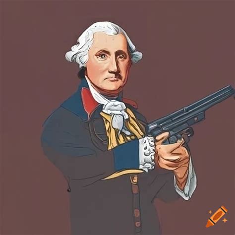 George Washington Holding A Gun On Craiyon
