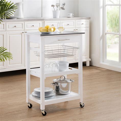 Sj Collection Linden Rolling Kitchen Island Cart Trolley On Wheels With