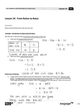 Engageny/eureka math grade 1 module 6 lesson 23 for more eureka math (engageny) videos and other resources, please. Engage NY - Eureka Math Grade 6 Module 1 Lesson 16 Student ...