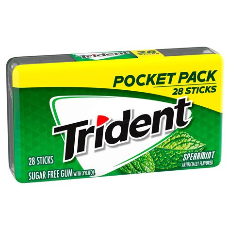 Trident Spearmint Sugar Free Gum 28 Piece Pocket Pack
