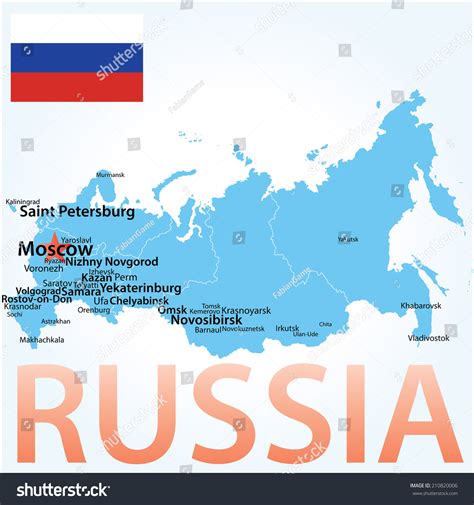 Russia Map Largest Cities Towns Carefully Vetor Stock Livre De