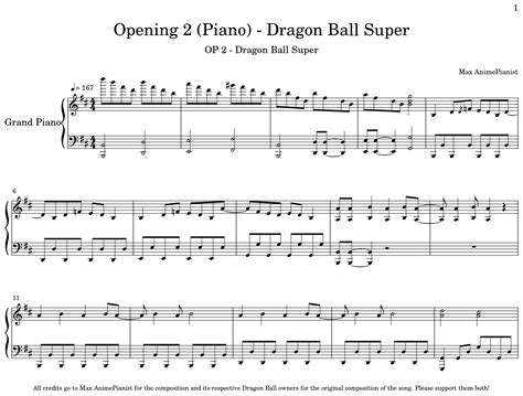 Opening 2 Piano Dragon Ball Super Sheet Music For Piano
