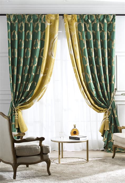 Bgment blackout curtains for bedroom grommet thermal insulated room darkening curtains for living room set of 2 panels 46 x 90 inch emerald green 4 7 out of 5 stars 413 31 99 31. Curtain drape for living room emerald green and yellow ...