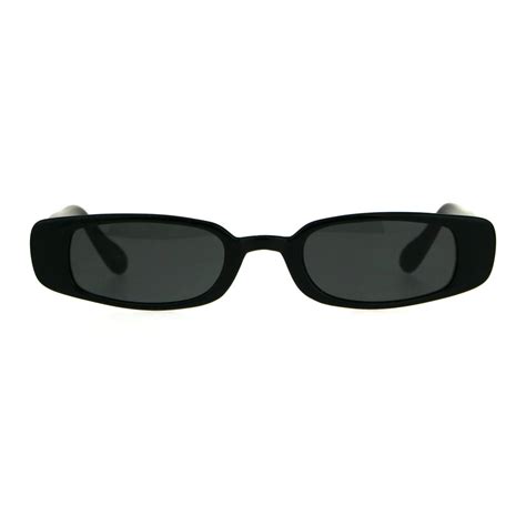 Sa106 Womens Mod Narrow Rectangular Plastic Pimpy Sunglasses All Black