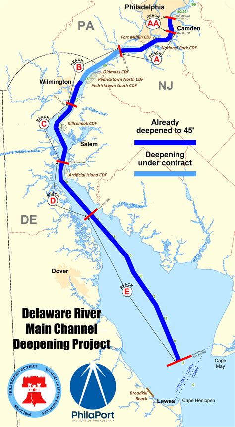 How far is wilmington delaware from philadelphia pennsylvania? Delaware River Main Channel Deepeing - August 2018