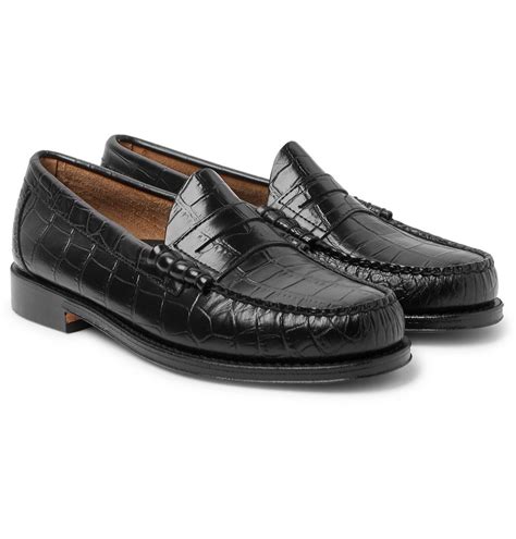 Gh Bass And Co Weejuns Larson Croc Effect Leather Penny Loafers