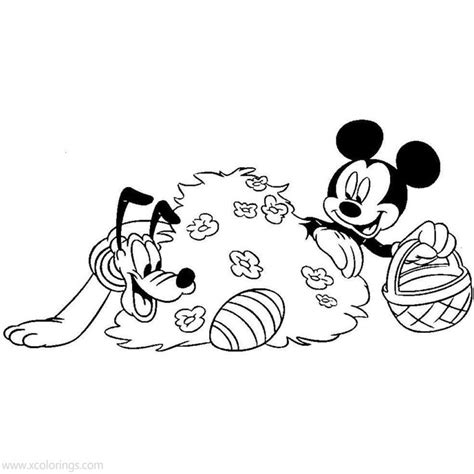 Disney Easter Coloring Pages Bunny Mickey Mouse Bunny Goofy and Bunny