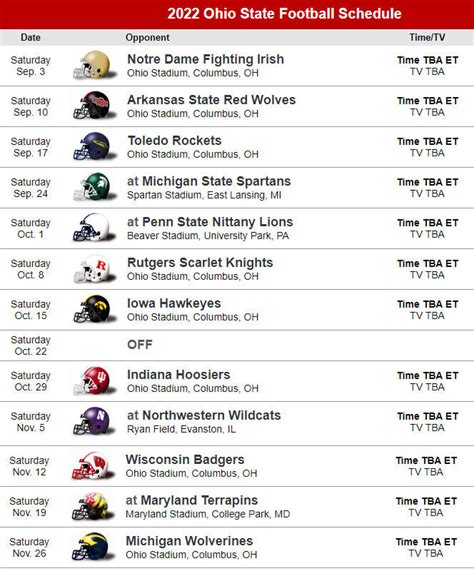 Ohio State Football 2022 Schedule
