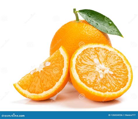 Orange Whole Half And Slice Close Up Stock Photo Image Of Green