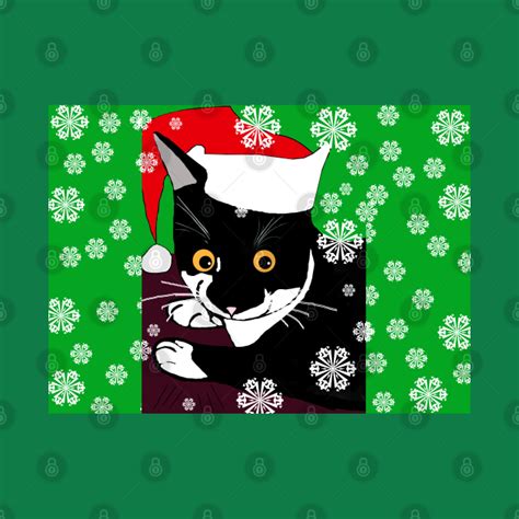 Cute Tuxedo Cat Says A Merry Christmas Catmas From Cat Nelson Copyright