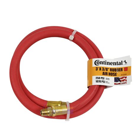 Continental Rubber Air Hose 3 Feet X 38 Inch 250 Psi Oil Resistant Red