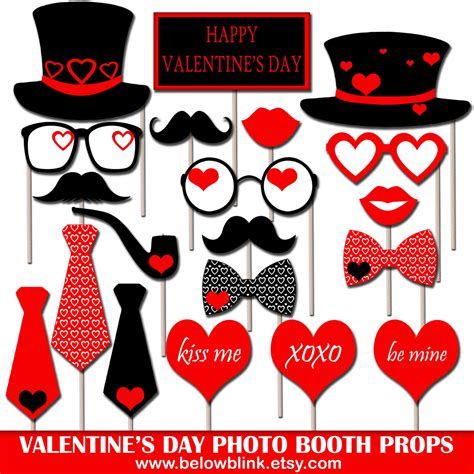 Valentines Day Photo Booth Props Printable Valentines Etsy