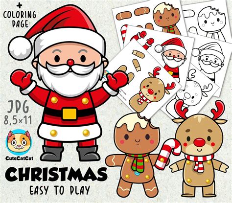 Christmas Paper Doll Printable Santa Paper Doll Printable Articulated