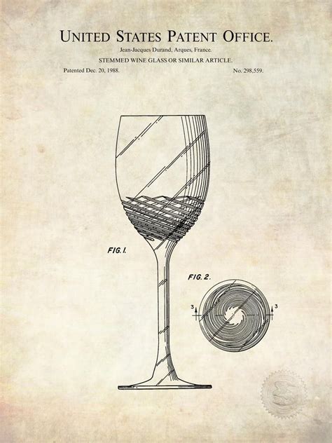 Wine Glass Patent Print Vintage Wine Glass Pub Decor Etsy Vintage Wine Glass Patent Prints