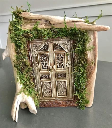 Rustic Hobbit Door With Stand Fairy Garden Enchanted Etsy Fairy
