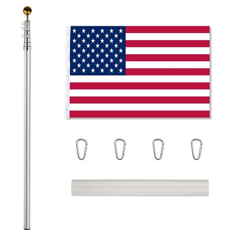 20 25 Ft Flag Pole Aluminum Flagpole Kit 3x5 American Us Flag Fly