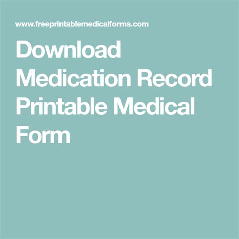 A medication log template is used to verifying the individual's current medicines including the size or. Download Medication Record Printable Medical Form | Medical, Treatment plan template, Medical binder