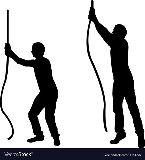 Silhouettes Of Men Pulling Ropes Royalty Free Vector Image