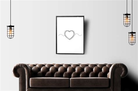 Continuous Thin Line Heart Vector Illustration Minimalist Etsy