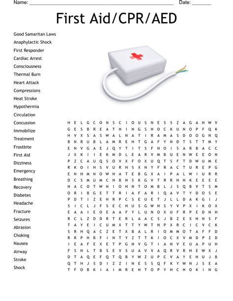 Cprbasic First Aid Worksheet Word Search Wordmint Cprbasic First
