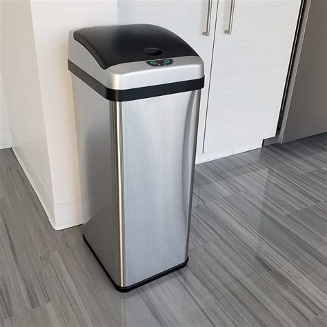 Itouchless 13 Gallon Touchless Garbage Trash Can Stainless Steel Open