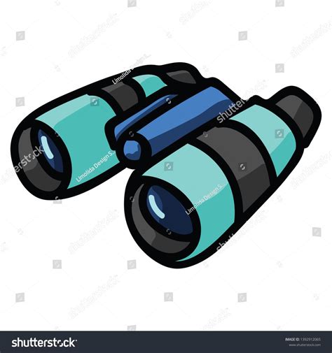 Cute Blue Binoculars Cartoon Vector Illustration Stock Vector Royalty Free