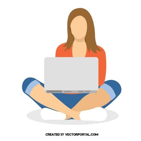 Woman Working On A Laptop Vector People Illustration Illustration