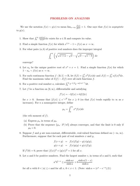 Problems On Analysis F X X G X Pdf Derivative Function Mathematics