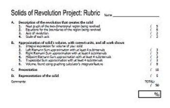 Calculus - Solids of Revolution Project by Emily P K | TpT