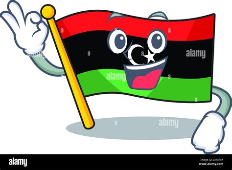 Okay Flag Libya Cartoon Isolated The Mascot Stock Vector Image And Art