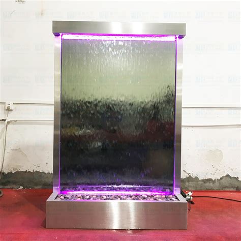 Stainless Steel Indoor Waterfall Fountain With Tempered Mirror Glass