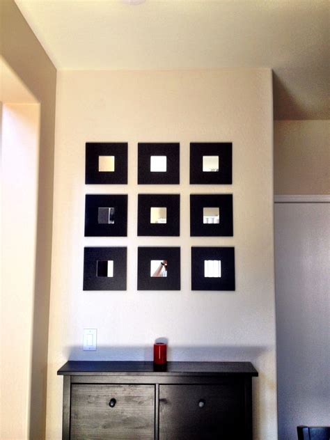 Mirrors make a room look brighter and bigger. Square mirrors from ikea. Only $2.99 a piece! | Living ...