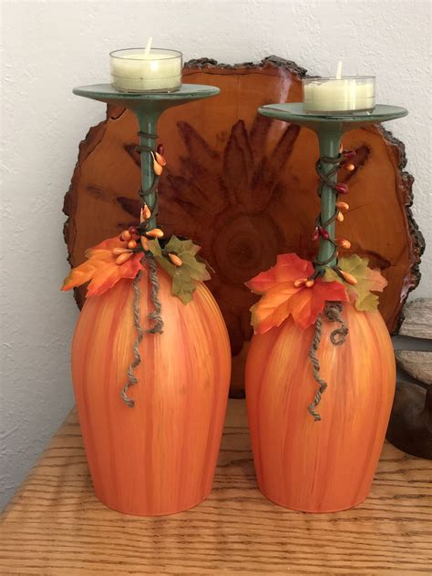 Wine Glass Pumpkins Fall Decor Diy Crafts Fall Halloween Crafts