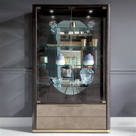 Modern Leather Front Display Cabinet Juliettes Interiors