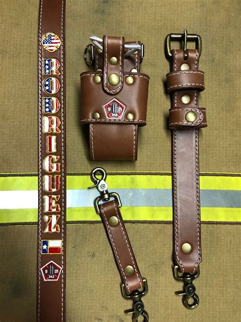 Brown Leather Firefighterems Radio Strap And Holster Sets Etsy