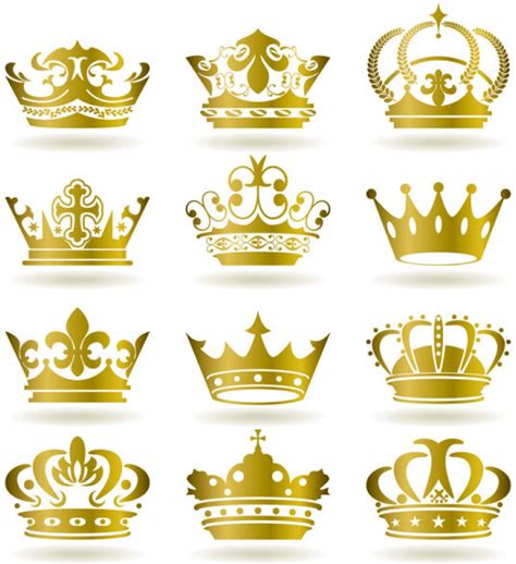 Set Of Gold Color Crown Vector Free Vector In Encapsulated Postscript