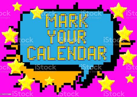 Mark Your Calendar Pixelated Word With Geometric Graphic Background