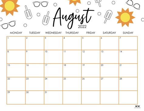Free Printable August 2022 Calendars Wiki Calendar August 2022