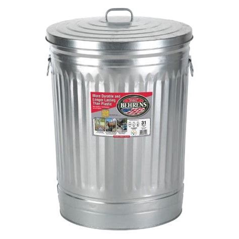 Behrens 20 Gal Silver Galvanized Steel Trash Can With Lid Kitchen