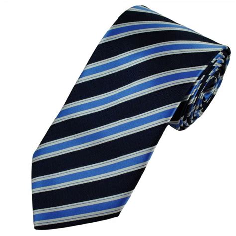 Navy Silver And Blue Striped Mens Tie From Ties Planet Uk